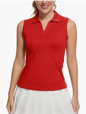 MathCat Sleeveless Red Polo Athletic Tank Top